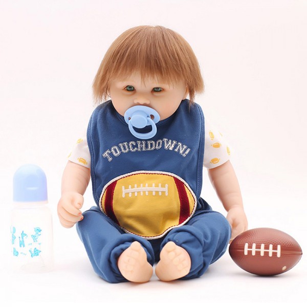 Reborn Baby Boy Doll In Rugby Romper Lifelike Realistic Silicone Doll 20inch