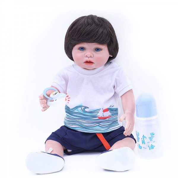 Real Reborn Boy Doll Lifelike Silicone Vinyl Baby Boy Doll 18inch