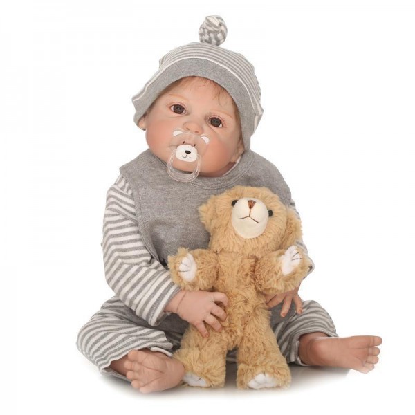 Reborn Boy Doll Lifelike Realistic Silicone Newborn Baby Boy Doll 22inch With Toy