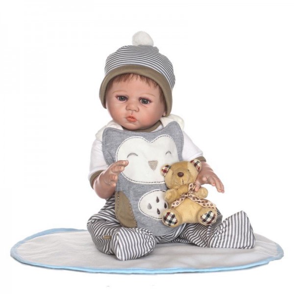 Lifelike Reborn Boy Doll In Romper Realistic Silicone Baby Boy Doll 20inch With Toy