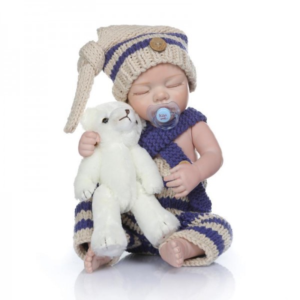 Sleeping Reborn Baby Boy Doll Lifelike Poseable Silicone Newborn Doll 20inch