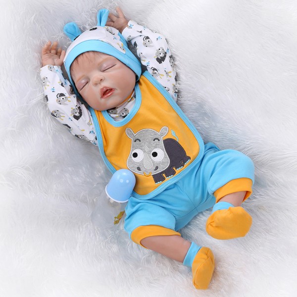 Silicone Sleeping Reborn Baby Doll Realistic Lifelike Newborn Boy Doll 22inch