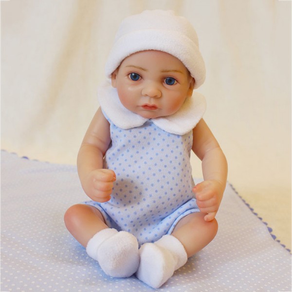 Handsome Realistic Reborn Baby Boy Doll Blue Eyes Lifelike Silicone Boy Doll 10inch