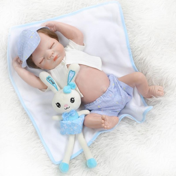 Realistic Newborn Sleeping Baby Boy Doll Lifelike Silicone Reborn Boy Doll 21inch