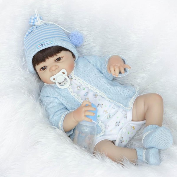 Silicone Reborn Boy Doll Lifelike Realistic Baby Boy Doll 22.5inch