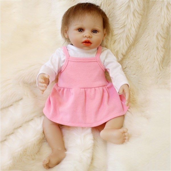 Realistic Reborn Girl Doll Lifelike Silicone Vinyl Pretty Baby Girl Doll 16inch