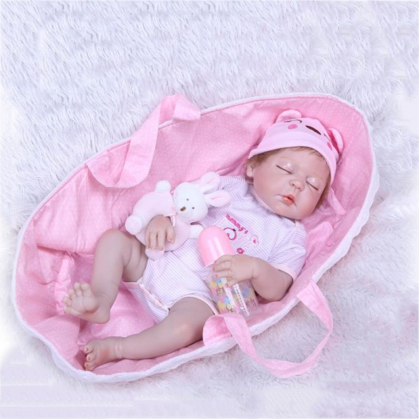 Lifelike Sleeping Reborn Girl Doll Poseable Silicone Newborn Baby Doll 22inch