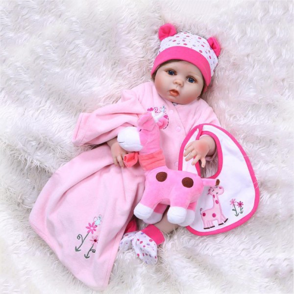 Poseable Silicone Reborn Girl Doll Lifelike Realistic Cute Newborn Baby Doll 22inch
