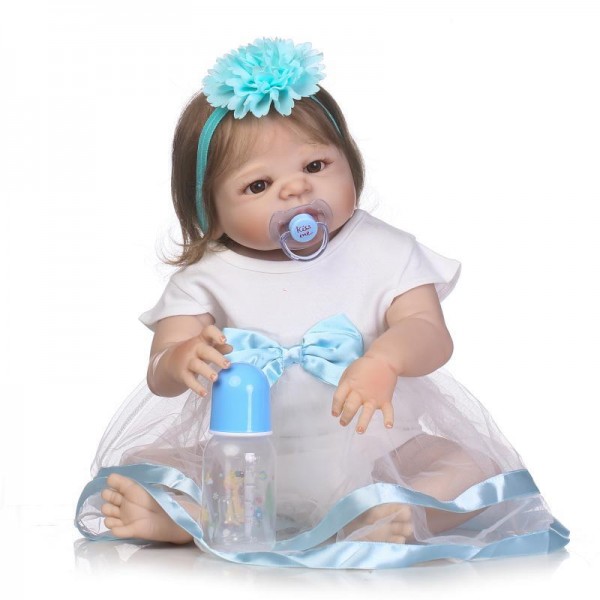 Pretty Reborn Baby Girl Doll Lifelike Realistic Silicone Vinyl Girl Doll 22.5inch