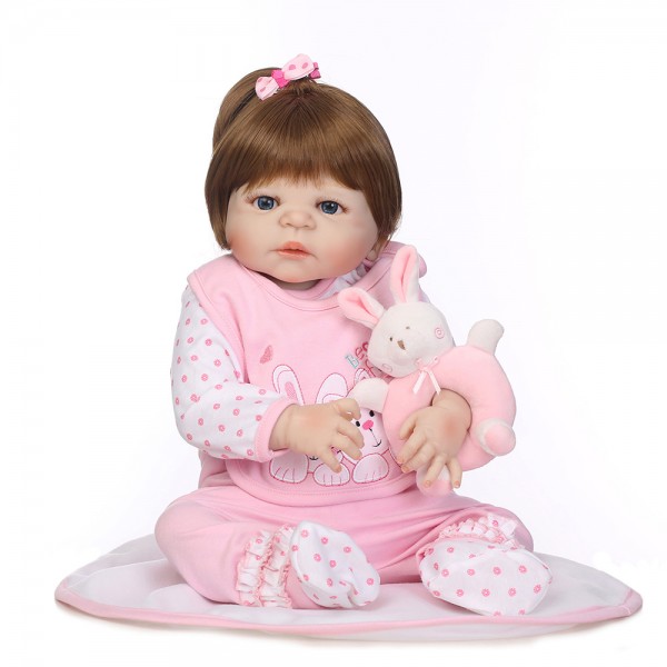 Reborn Girl Doll Lifelike Realistic Silicone Vinyl Pretty Baby Girl Doll 22.5inch