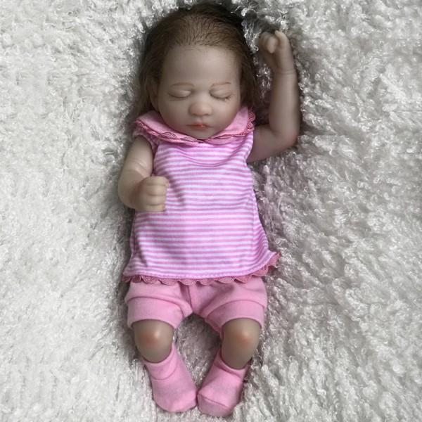 Mini Realistic Babies Sleeping Full Body Silicone Baby Girl Doll 10inche