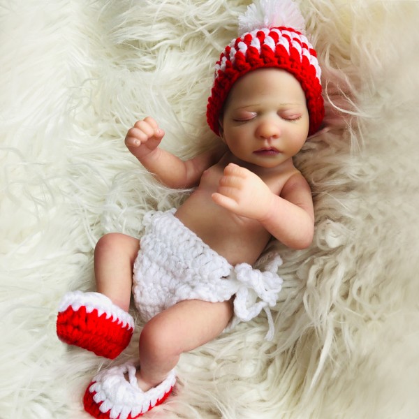 Sleeping Reborn Girl Doll Lifelike Silicone Vinyl Preemie Baby Doll 10inch