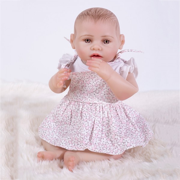 Lifelike Reborn Girl Doll Realistic Silicone Painted Hair Baby Girl Doll 17inch