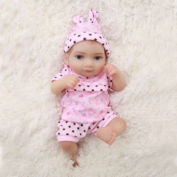 Mini Cute Reborn Girl Doll Preemie Lifelike Poseable Silicone Baby Girl Doll 10inch
