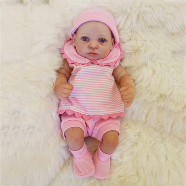 Mini Reborn Girl Doll Lifelike Poseable Silicone Preemie Baby Doll 10inch
