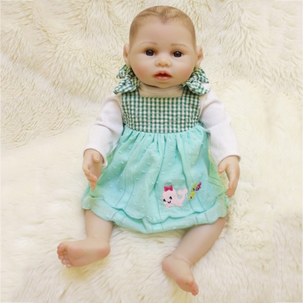 Lifelike Reborn Girl Doll Realistic Poseable Silicone Painted Hair Baby Doll 16inch