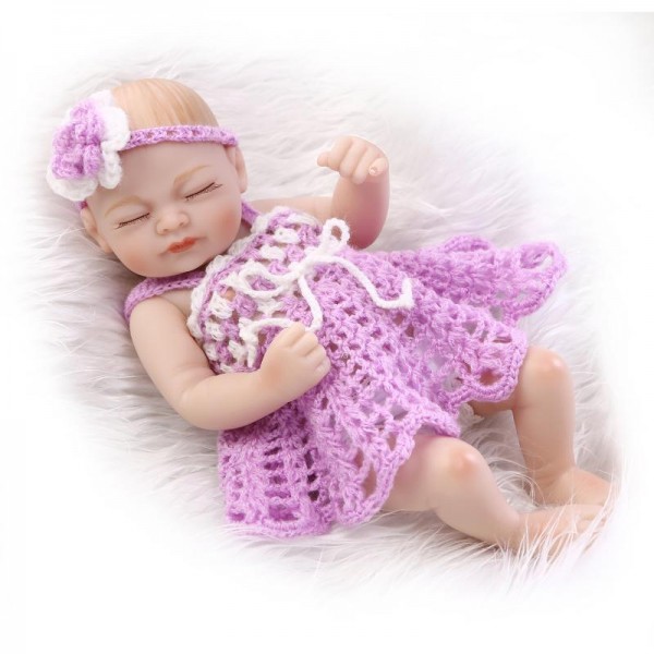 Pretty Sleeping Reborn Baby Girl Doll Lifelike Poseable Silicone Preemie Doll 10inch