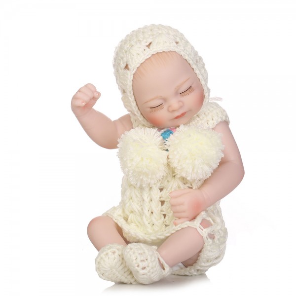 Sleeping Reborn Baby Girl Doll Lifelike Poseable Silicone Vinyl Preemie Doll 10inch
