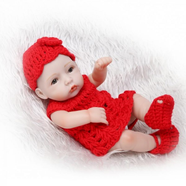 Mini Reborn Girl Doll Lifelike Realistic Poseable Silicone Vinyl Preemie Baby Girl Doll 10inch
