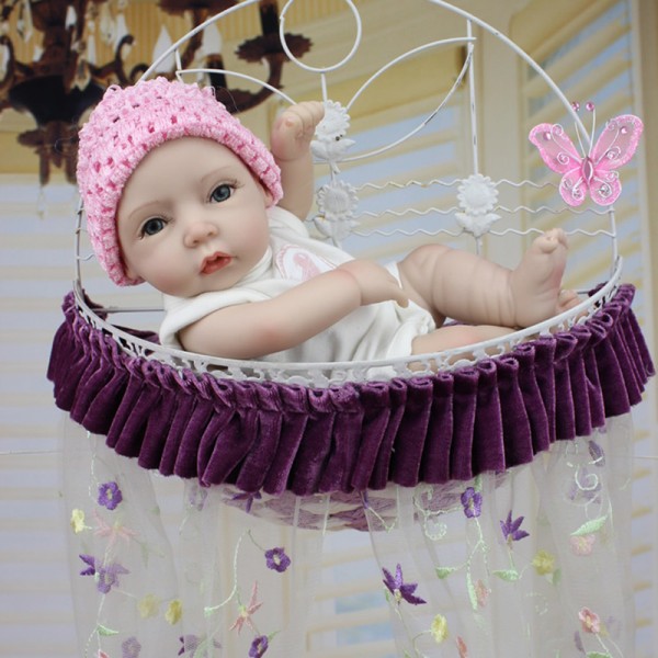 Silicone Reborn Girl Doll Poseable Lifelike Painted Hair Preemie Baby Doll 11inch