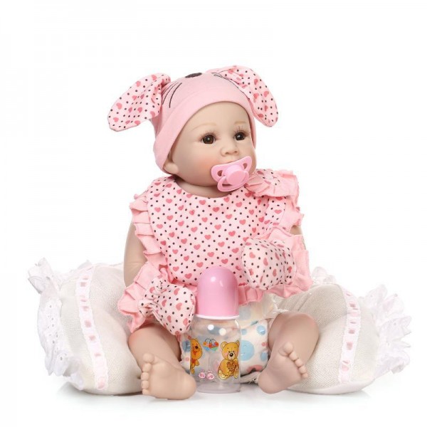Lifelike Reborn Girl Baby Doll Painted Hair Realistic Silicone Poseable Doll 20inch