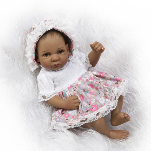 Small Baby Doll lifelike Silicone Mini Black Reborn Doll 11 inches