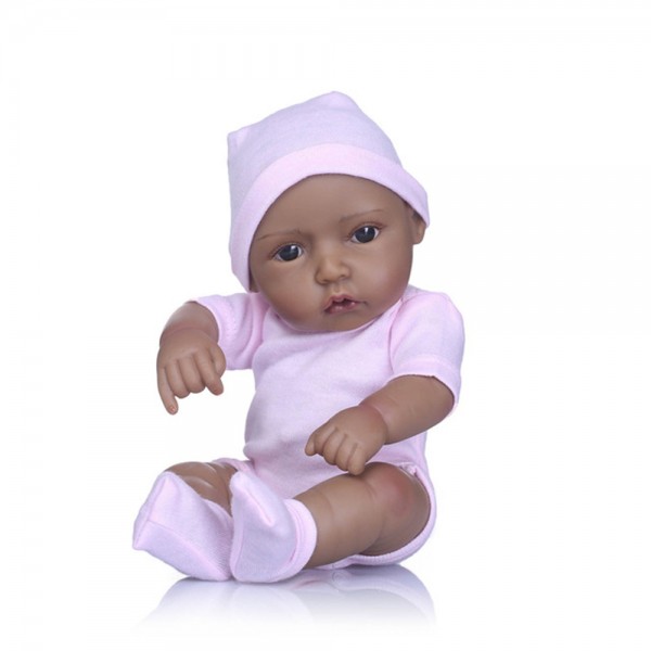 Black Reborn Baby Girl Doll Full Body Silicone Lifelike Newborn Doll 10 Inches