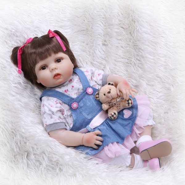 Pretty Reborn Girl Doll Lifelike Realistic Poseable Silicone Baby Doll 22.5inch