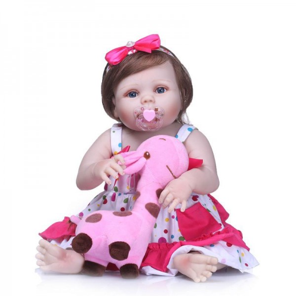 Realistic Reborn Baby Girl Doll Lifelike Silicone Baby Doll 22inch With Toy