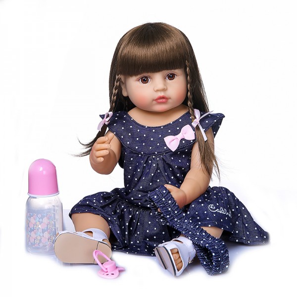 Full Body Silicone Doll Toy Reborn Baby Toddler Girl 22inches