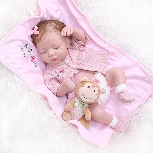 Newborn Realistic Reborn Soft Full Body Silicone Lifelike Sleeping Baby Girl 19 Inches