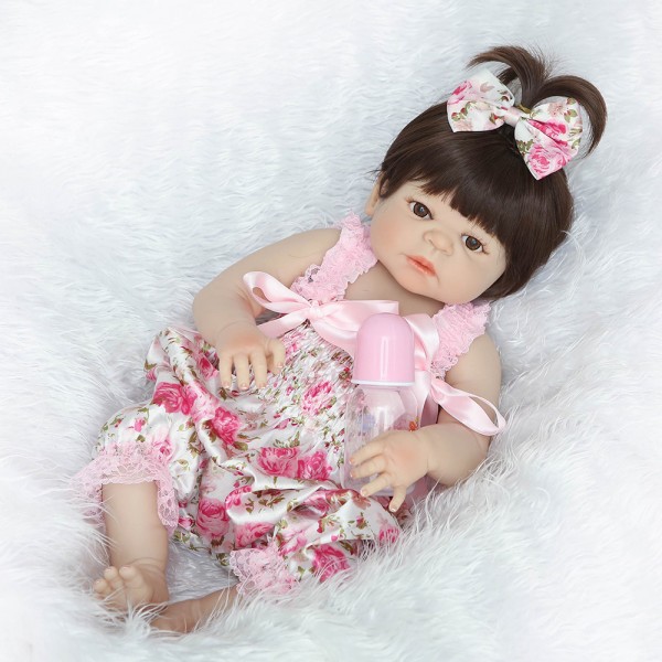 Pretty Reborn Girl Doll Lifelike Poseable Silicone Newborn Baby Doll 22.5inch