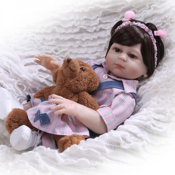 Realistic Reborn Baby Girl Doll Lifelike Poseable Silicone Girl Doll 19inch