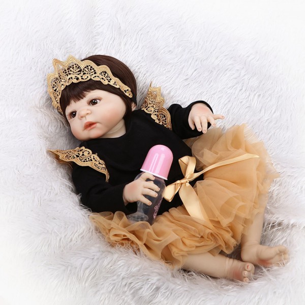 Poseable Silicone Reborn Baby Girl Doll Lifelike Realistic Newborn Girl Doll 22inch