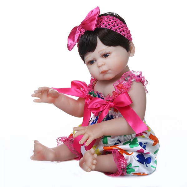 High Quality Realistic Baby Dolls With Hair Soft Silicone Full Body Touch Reborn Baby Doll Girl 19inche
