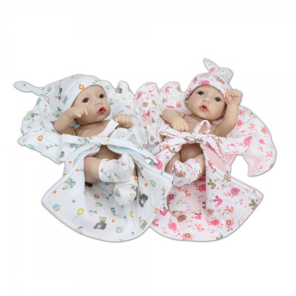 Reborn Twins Preemie Poseable Lifelike Silicone Boy Girl Baby Doll 10inch