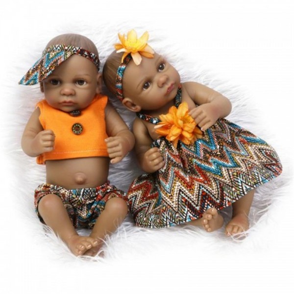 Black Twins Baby Dolls Full Vinyl Baby Doll 11 inches